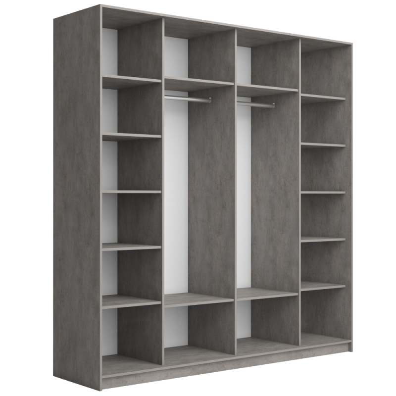 Шкаф-купе Широкий Прайм 2дв. ДСП/Стекло белое/доводчики, 220х57х230, бетон стекло белое