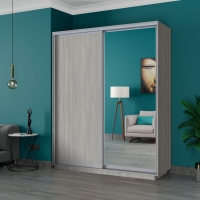 Шкаф-купе Экспресс, 2дв. ДСП/Зеркало, 180х45х240, Ясень шимо светлый