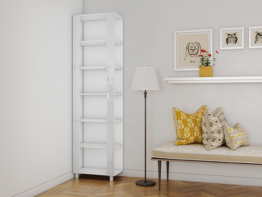 Стеллаж модульный Мебельная компания Е1 Универсальный Белое стекло 35х51х230, Белый снег