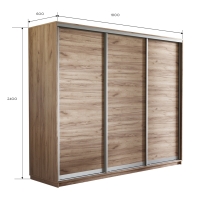 Шкаф-купе Экспресс 3дв.-ДСП, 180х60х240, Крафт табачный