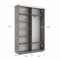 Шкаф-купе Фотопечать, 2дв. Абстракция серая, 140х45х240, Бетон