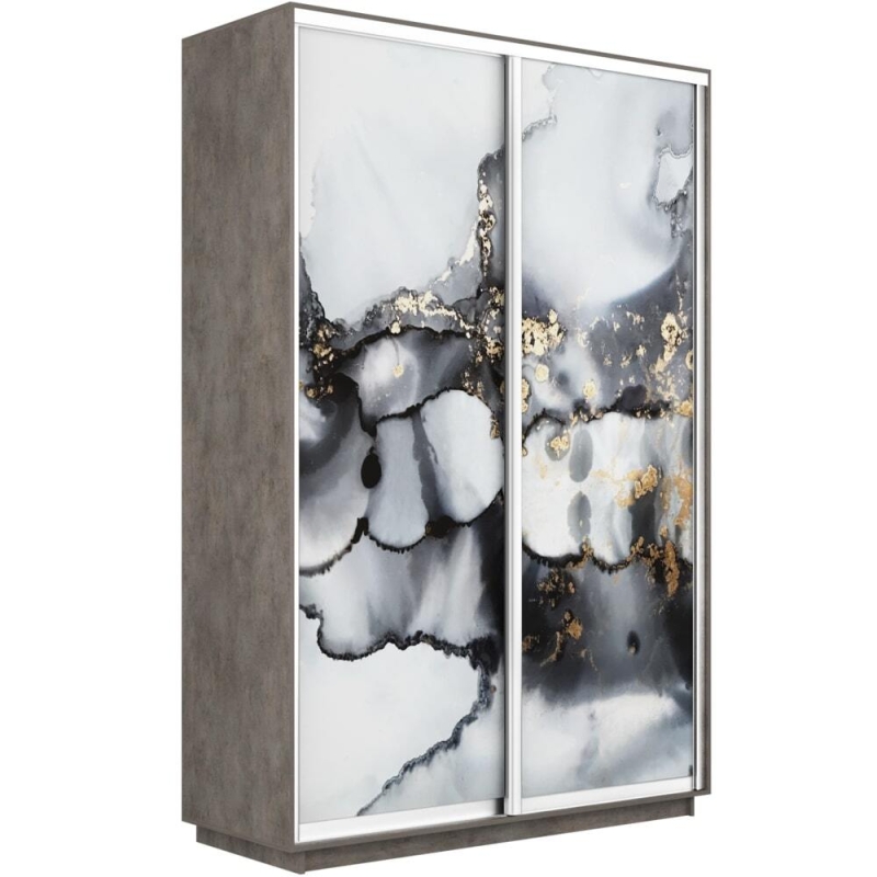 Шкаф-купе Фотопечать, 2дв. Абстракция серая, 140х45х220, Бетон