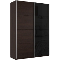 Шкаф-купе Прайм, 2дв. ДСП/Стекло черное/доводчики, 140х57х230, Венге