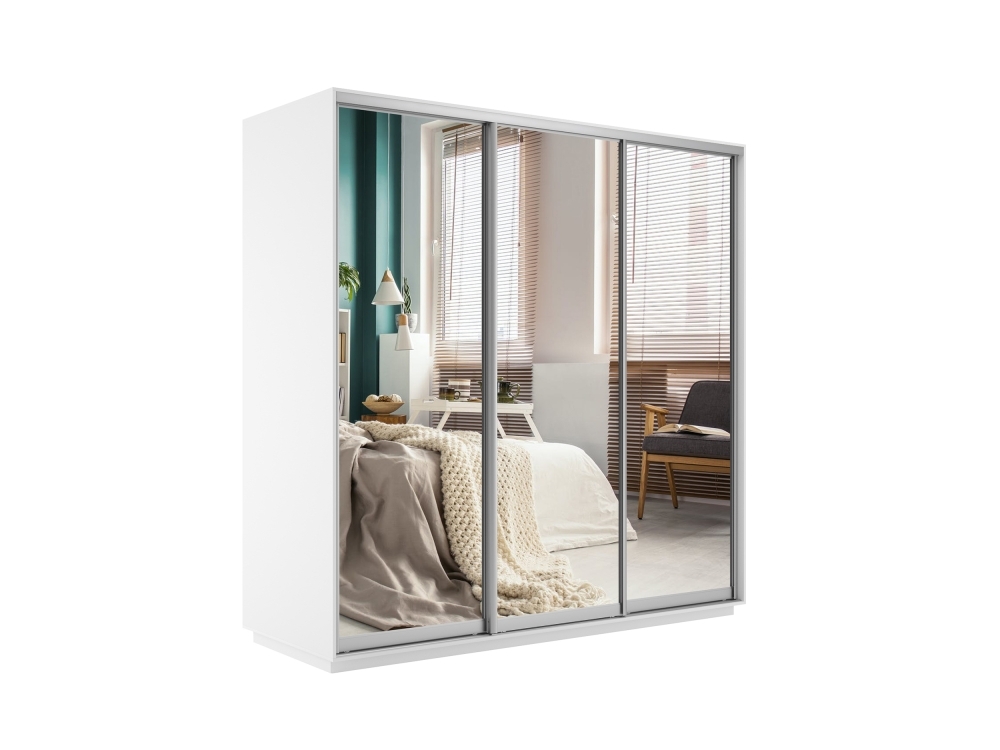 Шкаф-купе Экспресс 3дв.-зеркала, 180х60х220, Белый снег