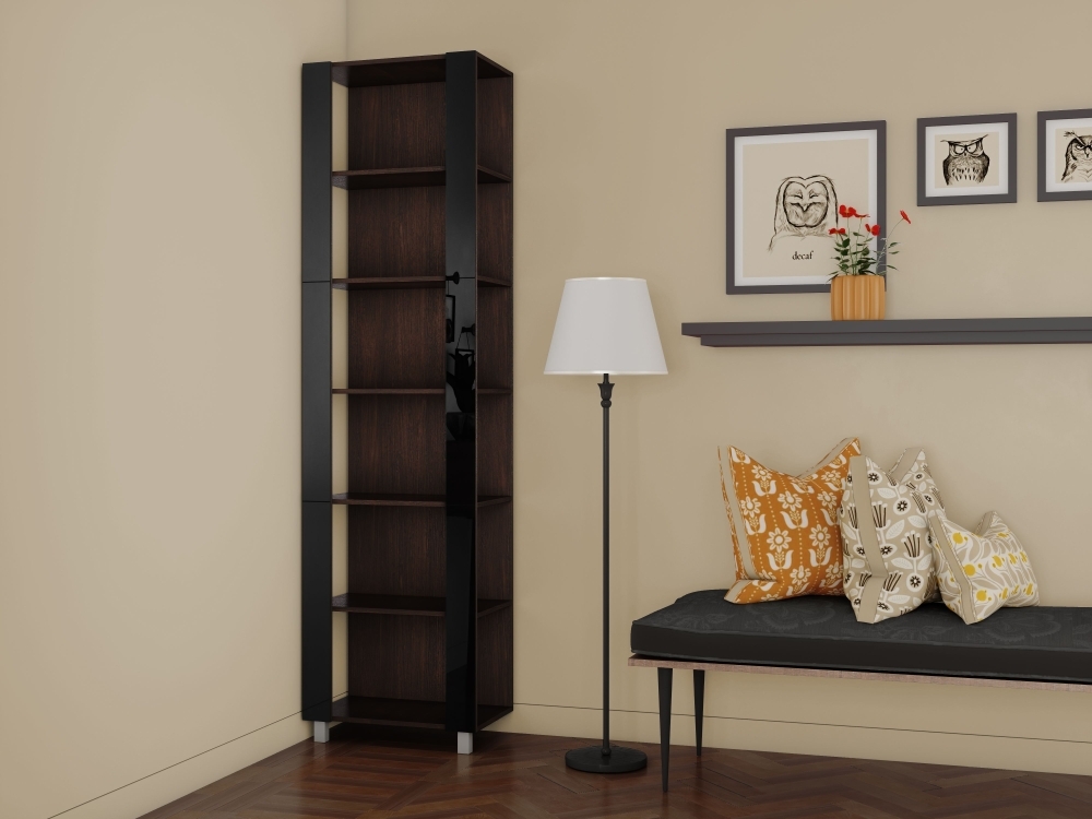 Стеллаж модульный Мебельная компания Е1 Универсальный Черное стекло 35х44х220, Венге