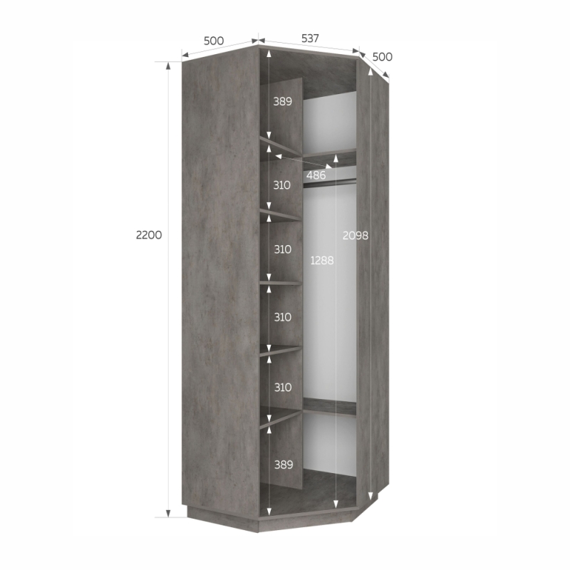 Шкаф распашной Распашной Угловой Экспресс 90х90х220 см