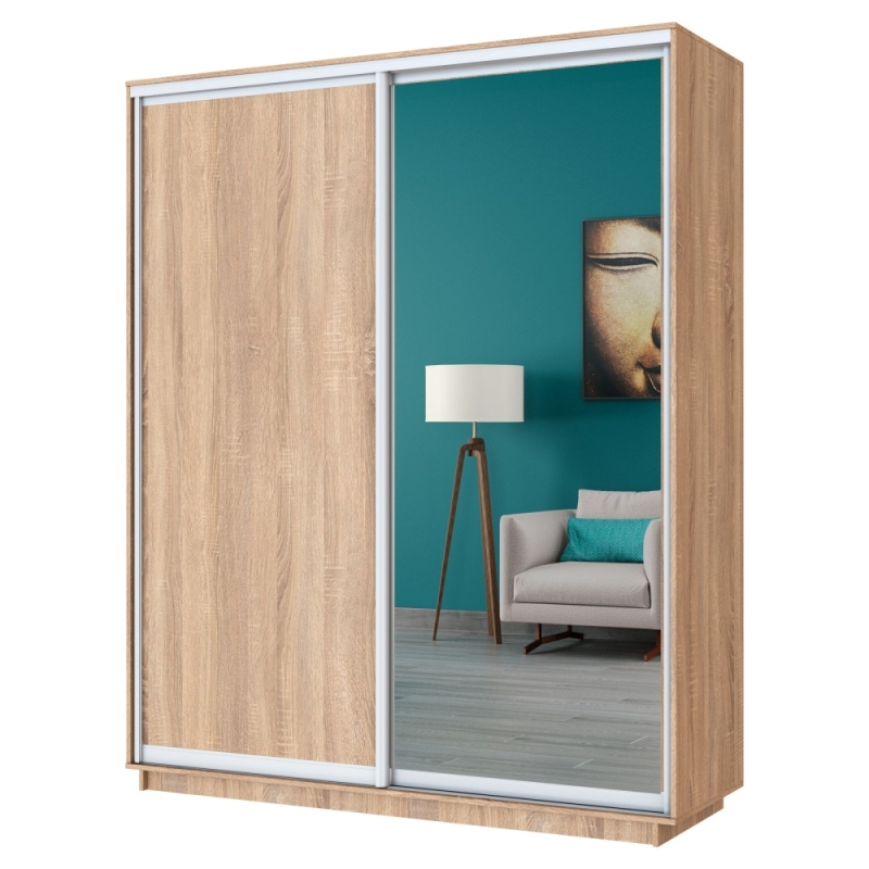 Шкаф-купе Экспресс, 2дв. ДСП/Зеркало, 180х60х220, Сонома