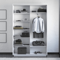 Шкаф-купе Экспресс, 2дв. ДСП/Зеркало, 120х45х220, Белый Снег