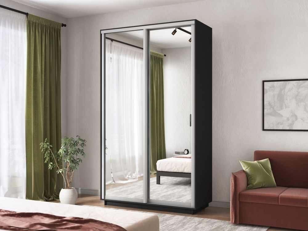 Шкаф-купе Экспресс, 2дв.-Зеркала, 160х45х220, Серый диамант