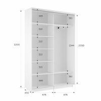 Шкаф-купе Экспресс, 2дв.-Зеркала, 140х45х220, Белый Снег