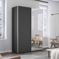 Шкаф-купе Прайм, 2дв. ДСП/Зеркало/доводчики, 140х57х230, Серый диамант