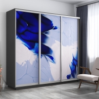 Шкаф-купе Фотопечать 3дв. Абстракция бело-голубая, 180х60х220, Серый диамант