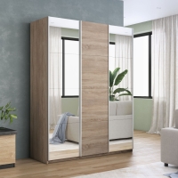 Шкаф-купе Прайм, 3дв. Зеркало/ДСП/Зеркало/доводчики, 210х57х230, Сонома