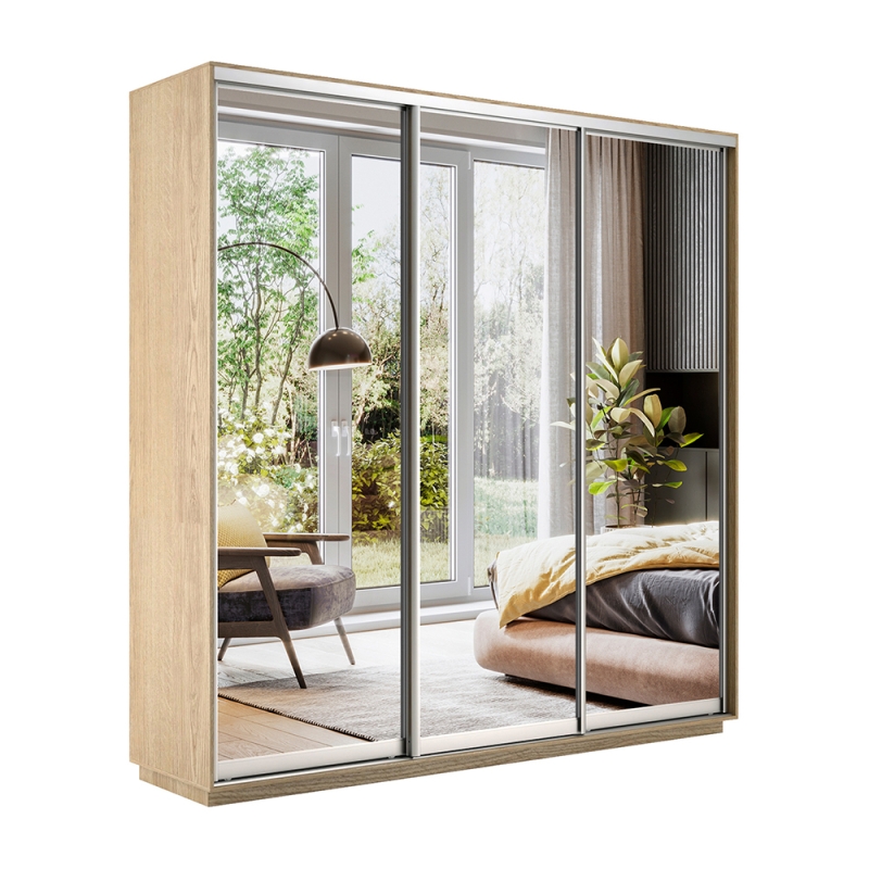 Шкаф-купе Экспресс 3дв.-зеркала, 180х45х220, Сонома