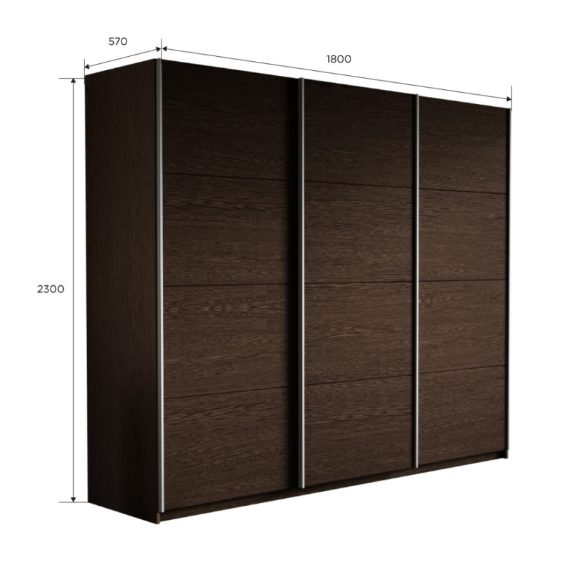 Шкаф-купе Прайм 3дв.-ДСП/доводчики, 180х57х230, Венге