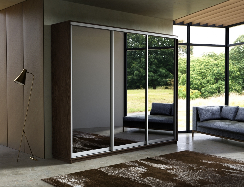 Шкаф-купе Экспресс 3дв.-зеркала, 180х45х220, Венге