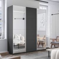 Шкаф-купе Прайм, 3дв. Зеркало/ДСП/Зеркало/доводчики, 180х57х230, Серый диамант