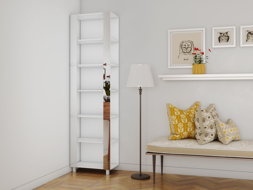 Стеллаж модульный Мебельная компания Е1 Универсальный Зеркало 35х44х220, Белый снег