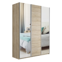 Шкаф-купе Прайм, 3дв. Зеркало/ДСП/Зеркало/доводчики, 180х57х230, Сонома