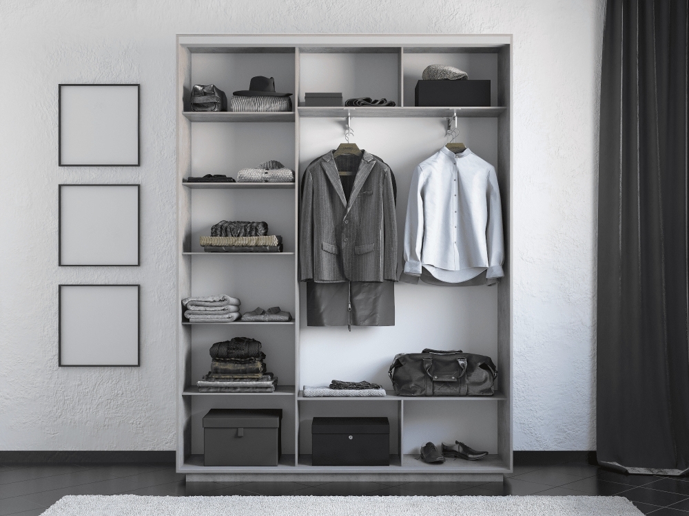 Шкаф-купе Фотопечать 3дв. Абстракция бело-голубая, 180х45х220, Бетон