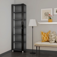 Стеллаж модульный Мебельная компания Е1 Универсальный Черное стекло 35х60х220, Серый диамант