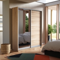 Шкаф-купе Экспресс, 2дв. ДСП/Зеркало, 140х45х220, Сонома