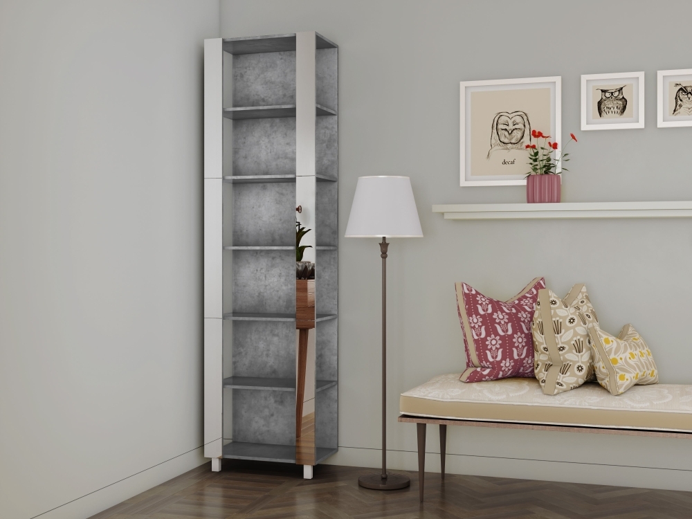 Стеллаж модульный Мебельная компания Е1 Универсальный Зеркало 35х60х220, Бетон