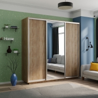 Шкаф-купе Экспресс 3дв. ДСП/Зеркало/ДСП, 210х45х240, Сонома