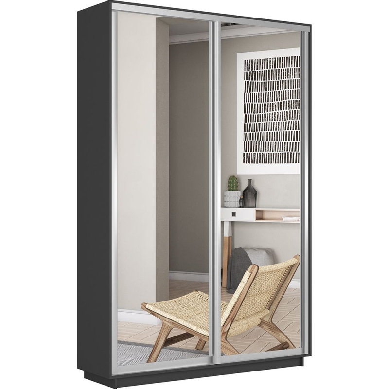 Шкаф-купе Экспресс, 2дв.-Зеркала, 140х45х220, Серый диамант