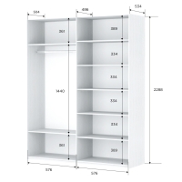 Шкаф-купе Прайм, 2дв. ДСП/Белый Глянец/доводчики, 120х57х230, Белый снег