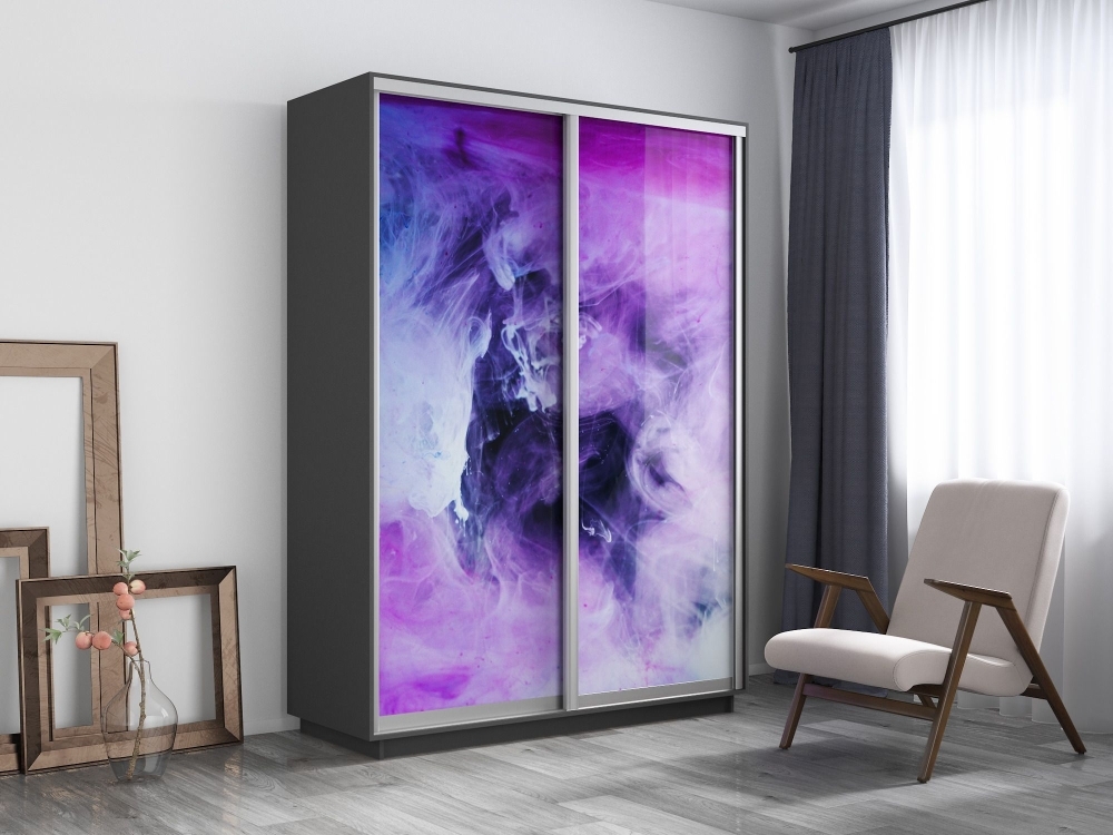 Шкаф-купе Фотопечать, 2дв. Фиолетовый дым, 140х45х240, Серый диамант