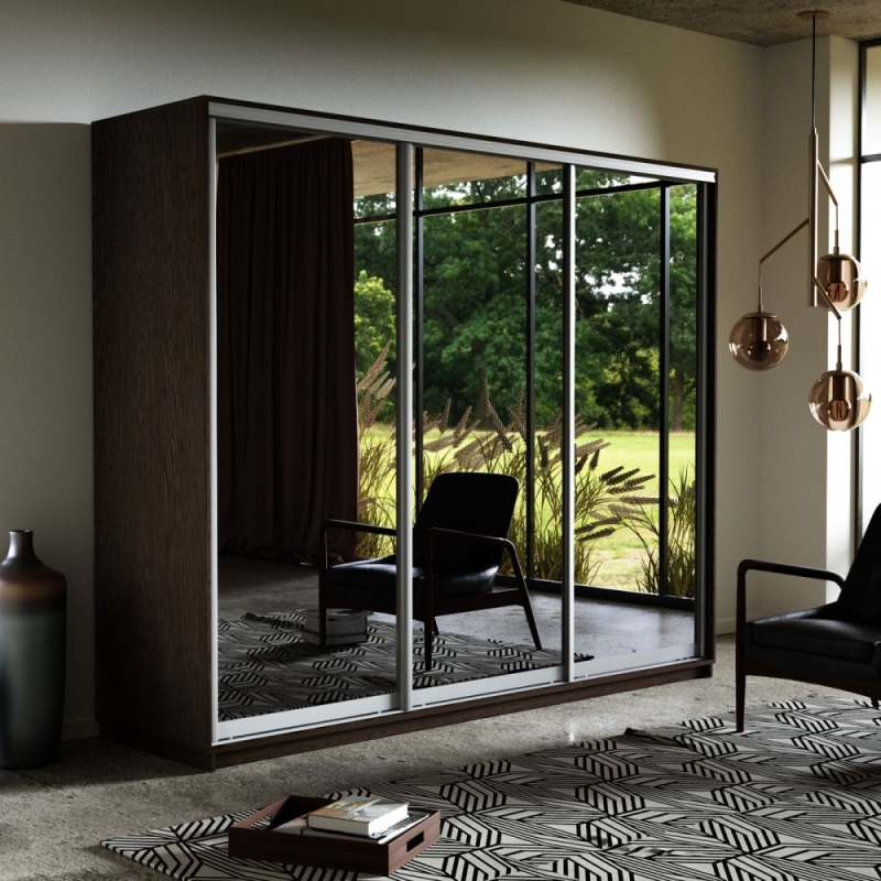 Шкаф-купе Экспресс 3дв.-зеркала, 180х60х220, Венге