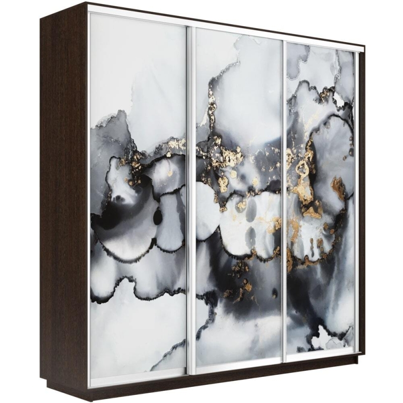 Шкаф-купе Фотопечать 3дв. Абстракция серая, 180х45х240, Венге