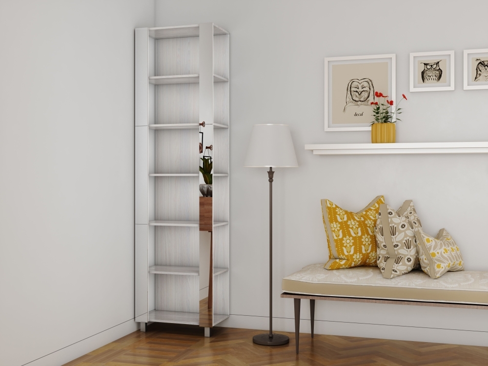 Стеллаж модульный Мебельная компания Е1 Универсальный Зеркало 35х44х240, Ясень Анкор Светлый