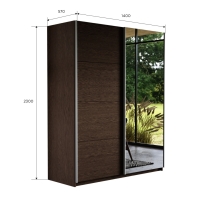 Шкаф-купе Прайм, 2дв. ДСП/Зеркало/доводчики, 140х57х230, Венге