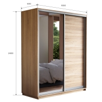 Шкаф-купе Экспресс, 2дв. ДСП/Зеркало, 160х60х240, Сонома