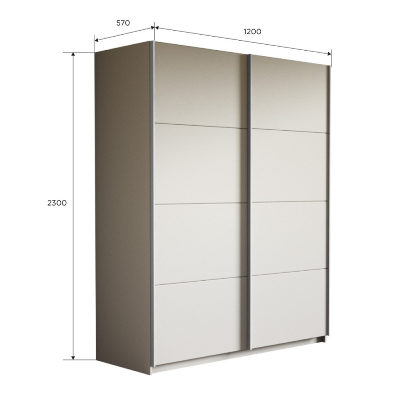 Шкаф-купе Прайм, 2дв.-ДСП/доводчики, 120х57х230, Белый снег
