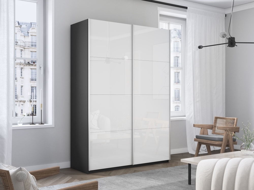 Шкаф-купе Прайм, 2дв. Белый Глянец/доводчики, 120х57х230, Серый диамант