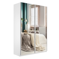 Шкаф-купе Прайм, 2дв.-Зеркало/доводчики, 140х57х230, Белый снег