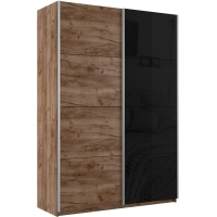 Шкаф-купе Прайм, 2дв. ДСП/Стекло черное/доводчики, 120х57х230, Крафт табачный