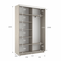 Шкаф-купе Фотопечать, 2дв. Абстракция бело-голубая, 120х45х220, Ясень Шимо светлый