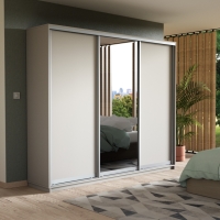 Шкаф-купе Экспресс 3дв. ДСП/Зеркало/ДСП, 180х45х220, Белый снег