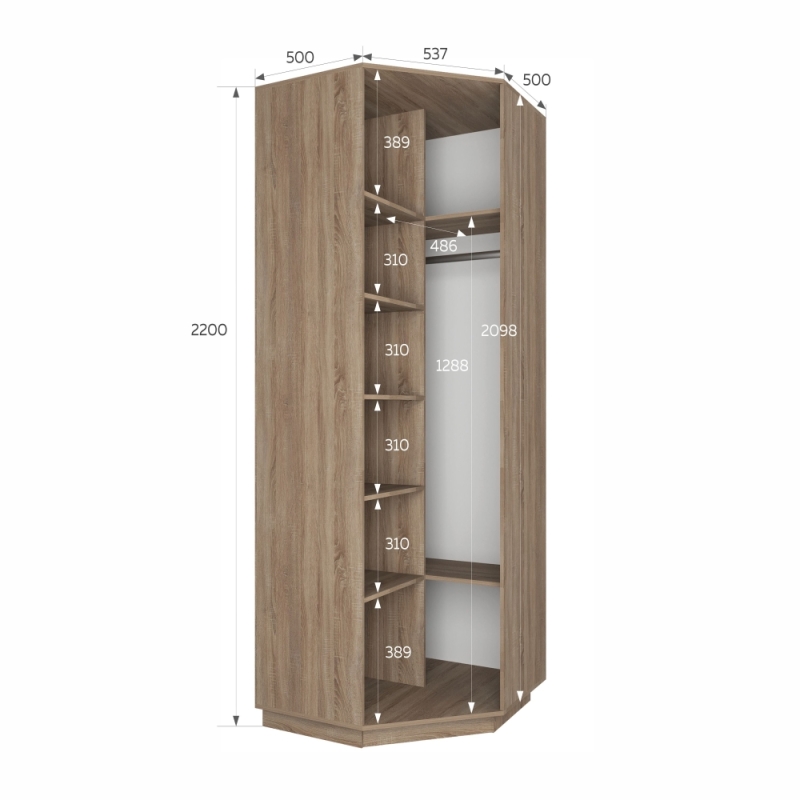 Шкаф распашной Распашной Угловой Экспресс 90х90х220 см