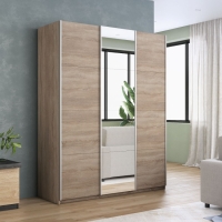 Шкаф-купе Прайм, 3дв. ДСП/Зеркало/ДСП/доводчики, 210х57х230, Сонома