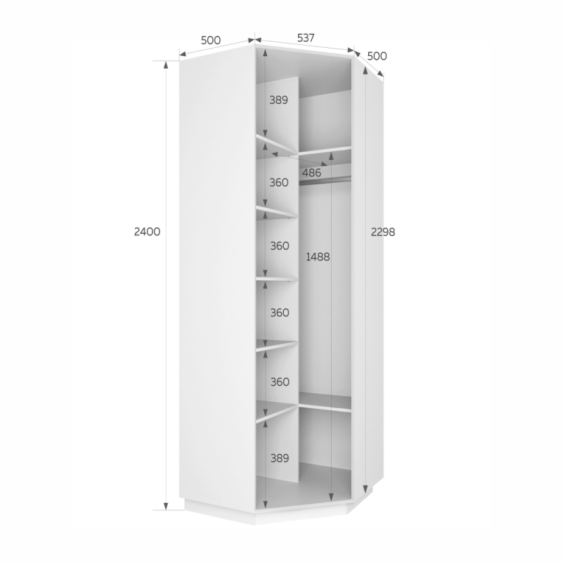 Шкаф распашной Распашной Угловой Экспресс 90х90х240 см