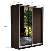 Шкаф-купе Экспресс, 2дв. ДСП/Зеркало, 140х60х240, Венге