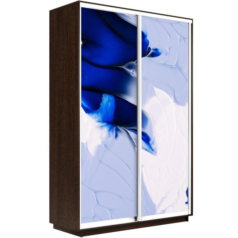 Шкаф-купе Фотопечать, 2дв. Абстракция бело-голубая, 120х60х240, Венге