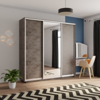 Шкаф-купе Экспресс 3дв. ДСП/Зеркало/ДСП, 240х60х220, Бетон