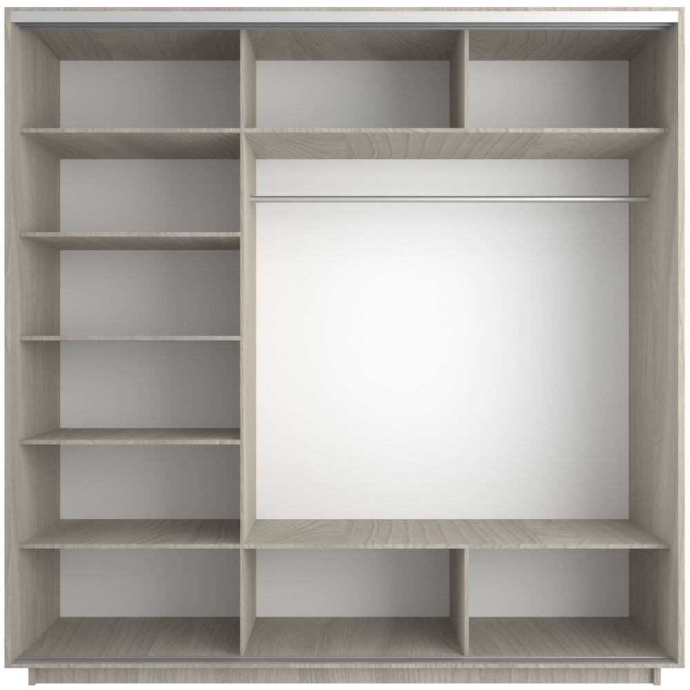 Шкаф-купе Экспресс 3дв. Зеркало/ДСП/Зеркало, 240х60х220, Ясень Шимо Светлый