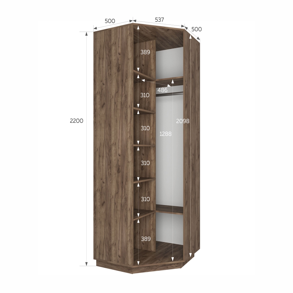 Шкаф распашной Распашной Угловой Экспресс 90х90х220 см